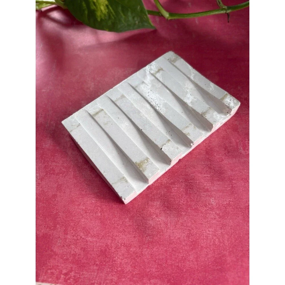 Handmade Soap Dish Cement Soap Holder Bathroom Kitchen Self Draining